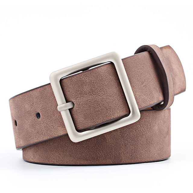  Women's Unisex PU Buckle Belt PU Leather Prong Buckle Plain Casual Classic Party Daily White Black Pink Red
