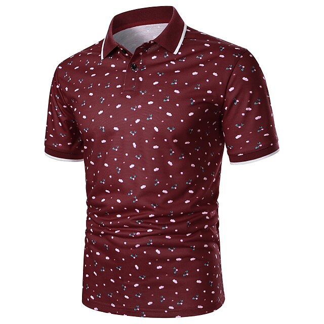 

Men's Golf Shirt Dress Shirt Casual Shirt T shirt Shirt Print Floral Holiday Classic Collar Casual Daily Color Block Button-Down Short Sleeve Tops Color Block Casual Fashion Classic Wine