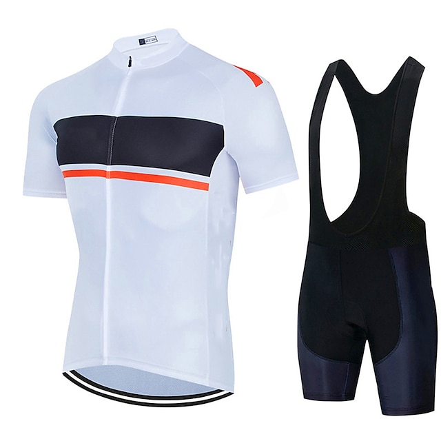 Sports & Outdoors Cycling | 21Grams® Mens Short Sleeve Cycling Jersey with Bib Shorts Mountain Bike MTB Road Bike Cycling White 