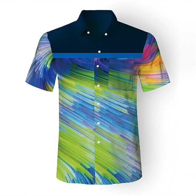 

Men's Shirt National Flag Turndown Street Casual Button-Down Print Short Sleeve Tops Casual Fashion Breathable Comfortable Black Rainbow Red