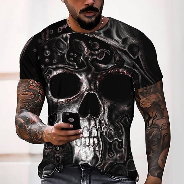 

Men's Tee T shirt 3D Print Graphic Round Neck Casual Daily 3D Print Short Sleeve Tops Fashion Designer Cool Comfortable Black