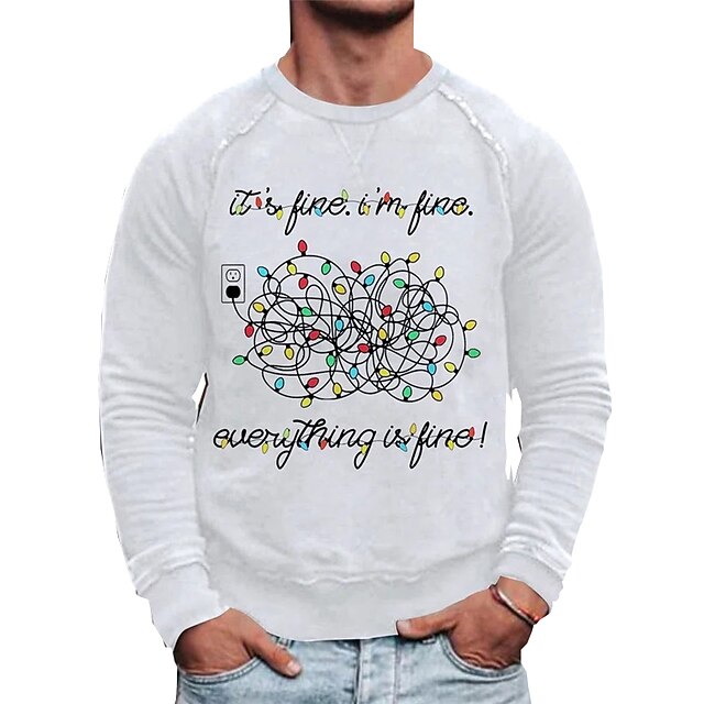 

Men's Sweatshirt Pullover Graphic Abstract Letter Print Sports Outdoor Casual Daily Hot Stamping Basic Casual Hoodies Sweatshirts White Gray