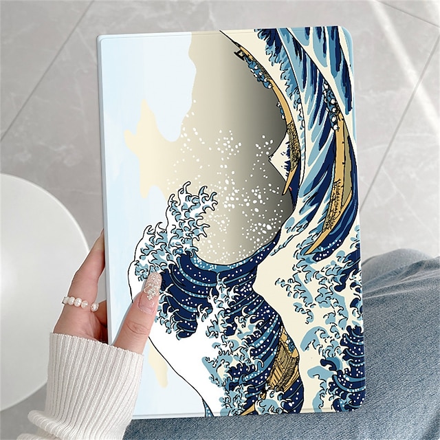  Tablet Case Cover For Samsung Galaxy Tab A8 10.5'' A7 10.4'' A7 Lite 8.7'' 2022 2021 2020 Portable Flip Dustproof Lines / Waves Scenery Silica Gel
