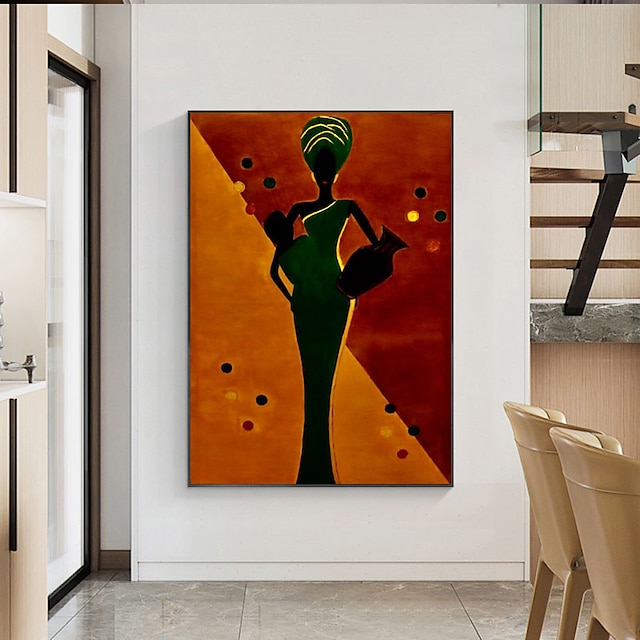 Home & Garden Wall Art | Oil Painting Hand Painted Vertical Abstract People Classic Modern Rolled Canvas (No Frame) - SO25689