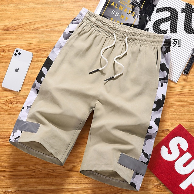 

Men's Stylish Casual / Sporty Straight Shorts Patchwork Elastic Waist Knee Length Pants Sports Outdoor Daily Micro-elastic Camouflage Comfort Breathable Mid Waist Black Gray Khaki L XL XXL 3XL 4XL