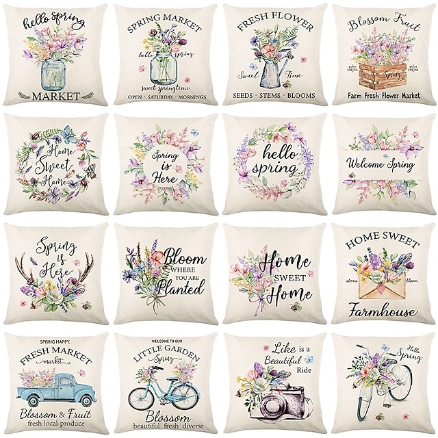 

Floral Double Side Cushion Cover 1PC Soft Decorative Square Throw Pillow Cover Cushion Case Pillowcase for Bedroom Livingroom Superior Quality Machine Washable Indoor Cushion for Sofa Couch Bed Chair