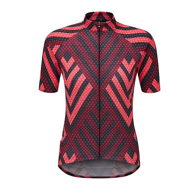 

CAWANFLY Women's Short Sleeve Cycling Jersey Summer Polyester Wine Red Green Dot Bike Tracksuit Jersey Top Road Bike Cycling UV Resistant Breathable Anatomic Design Sports Clothing Apparel