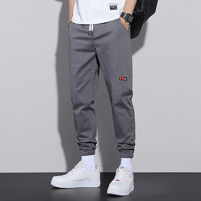 

Men's Casual Fashion Sweatpants Cropped Pants Ankle-Length Pants Solid Colored Cotton Blend Mid Waist ArmyGreen Black Light Grey Dark Gray M L XL XXL