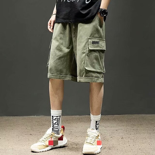 

Men's Chic Modern Casual / Sporty Shorts Patchwork Knee Length Pants Daily Gym Micro-elastic Color Block Mid Waist Black Army Green Khaki M L XL XXL 3XL