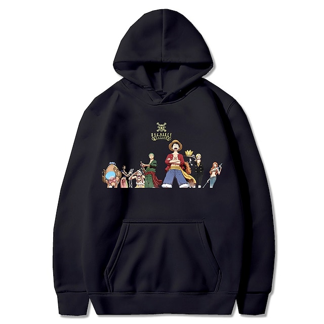  One Piece Monkey D. Luffy Hoodie Cartoon Manga Anime Harajuku Graphic Kawaii For Couple's Men's Women's Adults' Back To School Hot Stamping