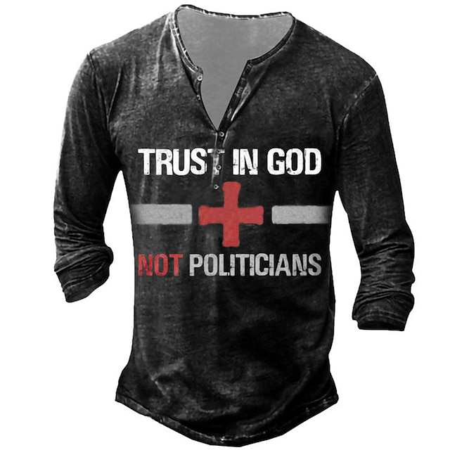 

Men's Unisex Henley Shirt T shirt 3D Print Graphic Prints Letter Henley Street Daily Button-Down Print Long Sleeve Tops Basic Casual Fashion Retro Black