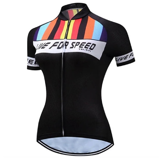 

21Grams Women's Short Sleeve Cycling Jersey Summer Spandex Black Stripes Bike Top Mountain Bike MTB Road Bike Cycling Quick Dry Moisture Wicking Sports Clothing Apparel / Athleisure