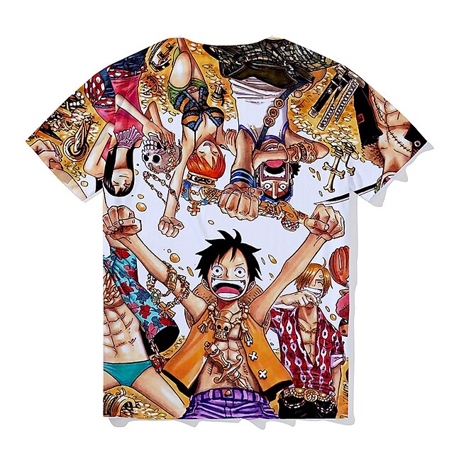 Toys & Hobbies Cosplay & Costumes | Inspired by One Piece Monkey D. Luffy T-shirt Anime 100% Polyester Anime 3D Harajuku Graphic