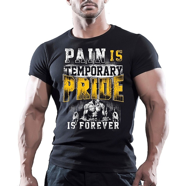

Men's T shirt Hot Stamping Graphic Letter Crew Neck Casual Daily Print Short Sleeve Tops Lightweight Fashion Big and Tall Sports Black