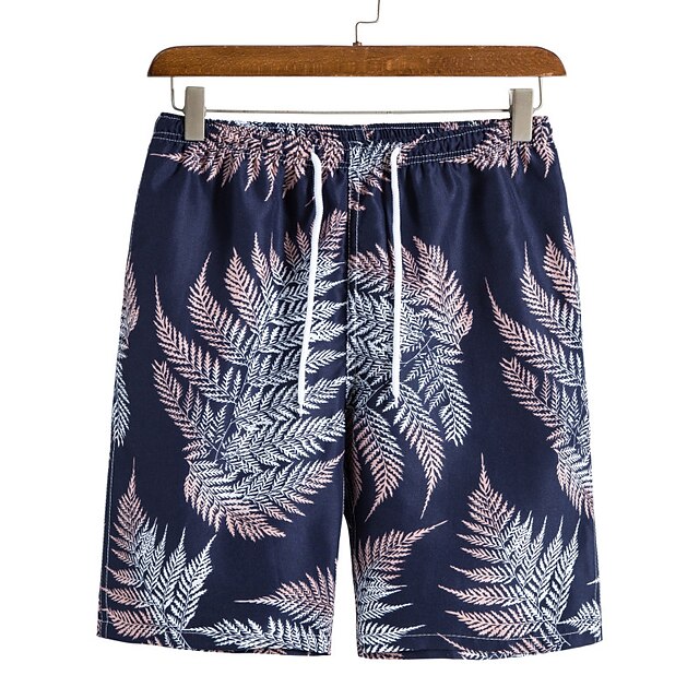 

Men's Casual Fashion Shorts Beach Shorts 3D Print Elastic Drawstring Design Short Pants Party Daily Plants Leaf Comfort Breathable Mid Waist Green Black Navy Blue Yellow M L XL XXL 3XL
