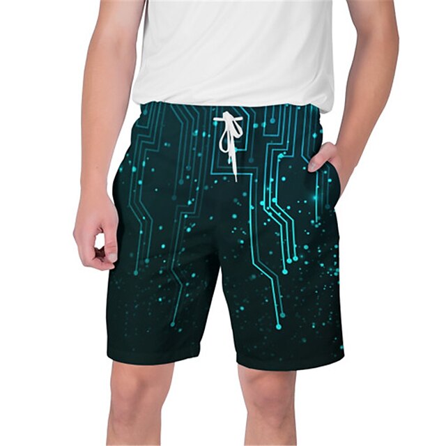 

Men's Streetwear Hawaiian Shorts Beach Shorts 3D Print Elastic Drawstring Design Short Pants Casual Daily Graphic Optical Illusion Breathable Soft Mid Waist Blue Purple Royal Blue S M L XL XXL