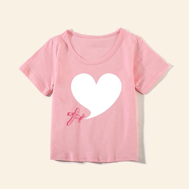 Baby & Kids Matching Outfits | Mommy and Me Valentines T shirt Tops Cotton Graphic Heart Letter Daily Print Black Pink Wine Shor