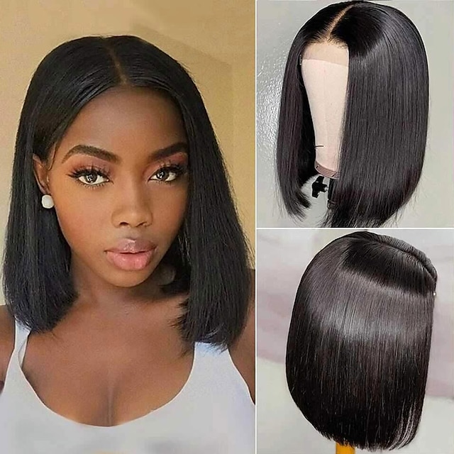 Beauty & Hair Wigs & Hair Pieces | Short Bob Lace Front Wig Human Hair Brazilian Straight Remy 5x5 Lace Closure Bob Wig 150% Den