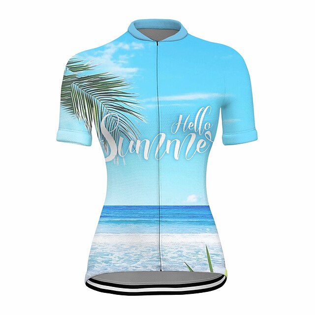 

21Grams Women's Short Sleeve Cycling Jersey Summer Spandex Blue Floral Botanical Bike Top Mountain Bike MTB Road Bike Cycling Quick Dry Moisture Wicking Sports Clothing Apparel / Stretchy