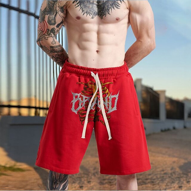 

Men's Chic Modern Casual / Sporty Shorts Patchwork Knee Length Pants Daily Gym Micro-elastic Color Block Animal Mid Waist Green Black Orange Red Yellow S M L XL XXL