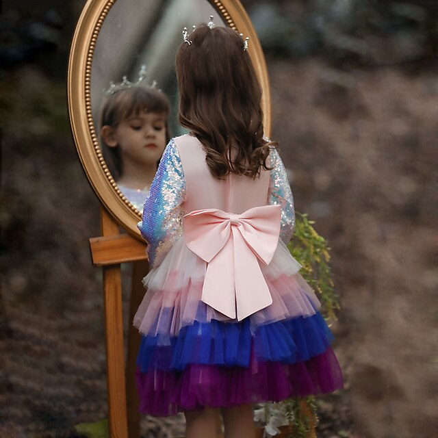 

Kids Little Girls' Dress Plain Tulle Dress Party Daily Sequins White Pink Knee-length 3/4 Length Sleeve Elegant Cute Dresses Children's Day Spring Summer Slim 2-8 Years