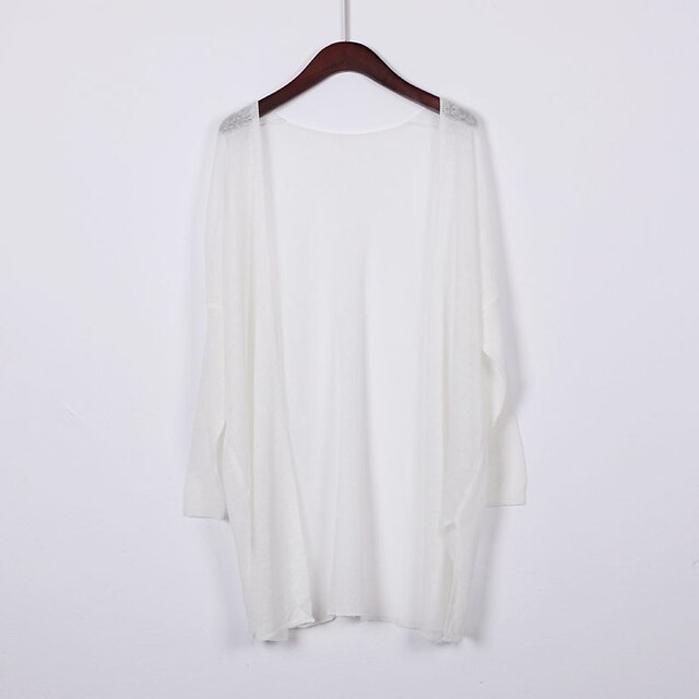 

Women's Cardigan Split Knitted Pure Color Stylish Elegant Casual Long Sleeve Sweater Cardigans V Neck Spring Summer Blue White Black