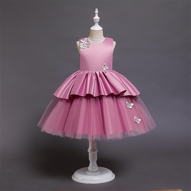 

Toddler Little Girls' Dress Butterfly Tulle Dress Party Daily Mesh Multicolor Knee-length Sleeveless Princess Cute Dresses Children's Day Spring Summer Slim 1-5 Years
