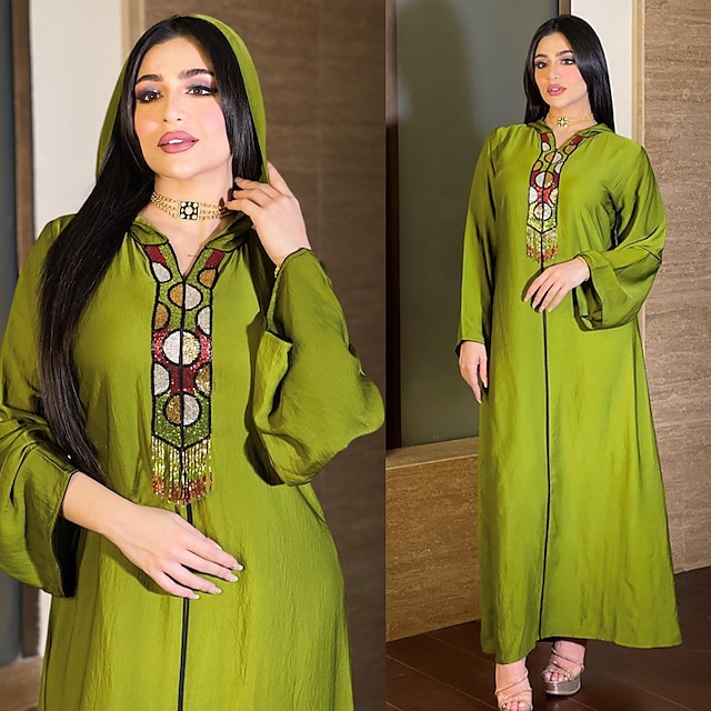 

Arabian Muslim Adults Women's Cosplay Abaya Abaya Kaftan Dress For Party Festival Polyester Dress