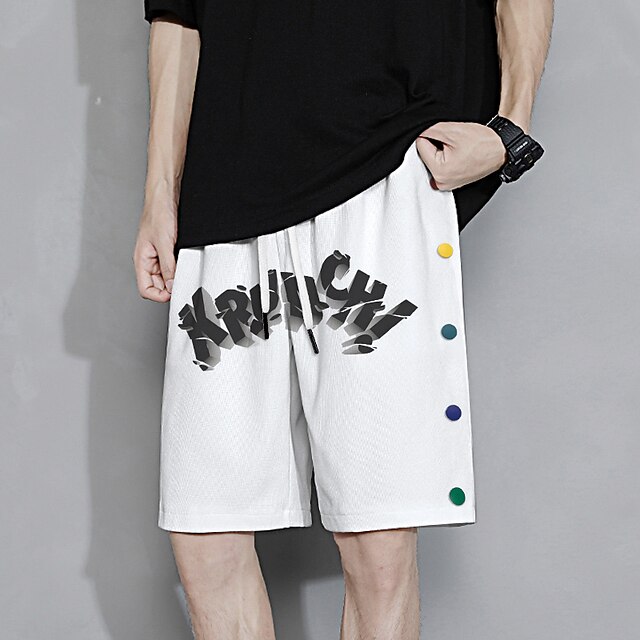 

Men's Shorts Athleisure Baggy Shorts Shorts Drawstring Print Short Pants Daily Micro-elastic Letter Outdoor Sports Mid Waist Green White Black M L XL XXL