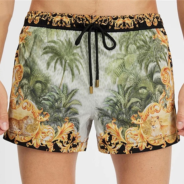 

Men's Stylish Casual / Sporty Shorts Drawstring Pocket Elastic Waist Short Pants Sports Outdoor Daily Micro-elastic Leaf Comfort Breathable Mid Waist Yellow M L XL XXL 3XL