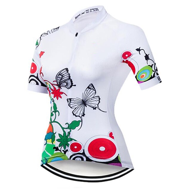

21Grams Women's Short Sleeve Cycling Jersey Summer Spandex White Butterfly Bike Top Mountain Bike MTB Road Bike Cycling Quick Dry Moisture Wicking Sports Clothing Apparel / Athleisure