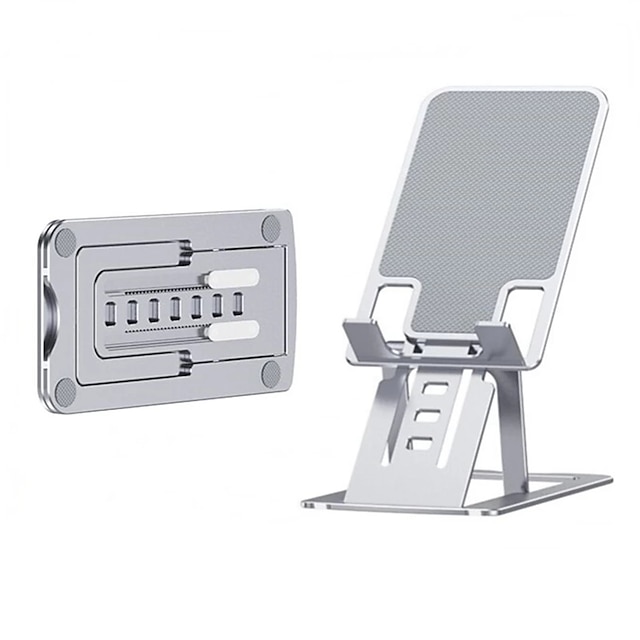 

Cell Phone Holder Stand Mount Foldable Ultra Thin Phone Stand for Desk Bedside Compatible with iPad All Mobile Phone Phone Accessory Metal Foldable Desk Phone Stand Adjustable Tablet Stand