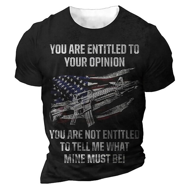 

Men's Unisex T shirt 3D Print Graphic Prints Weapon Letter Crew Neck Street Daily Print Short Sleeve Tops Casual Designer Big and Tall Sports Black