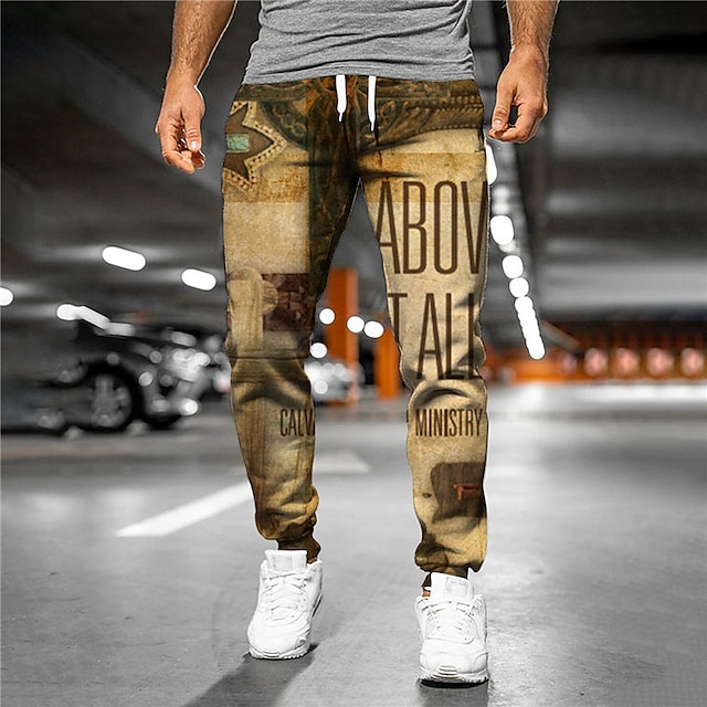 

Men's Designer Casual / Sporty Jogger Sweatpants Trousers 3D Print Elastic Drawstring Design Pants Daily Leisure Sports Micro-elastic Graphic Letter Breathable Soft Mid Waist Khaki S M L XL XXL