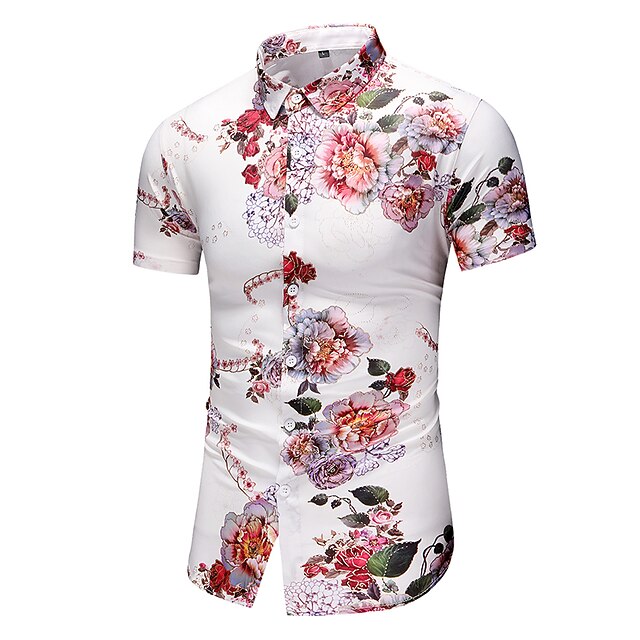 

Men's Shirt Graphic Turndown Casual Short Sleeve Tops Casual Fashion White Black