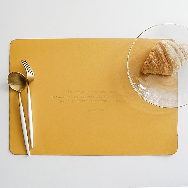 

PU Leather Table Mat European-style Heat-insulating Placemat Triangle Non-slip Oil-proof Western Plate Mat Bowl Mat Coaster Kitchen