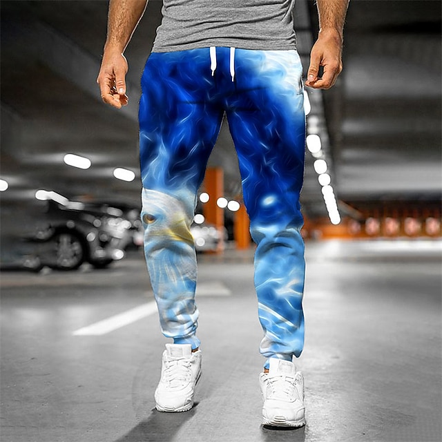 

Men's Designer Casual / Sporty Jogger Sweatpants Trousers 3D Print Elastic Drawstring Design Pants Daily Leisure Sports Micro-elastic Graphic Eagle Breathable Soft Mid Waist Blue S M L XL XXL