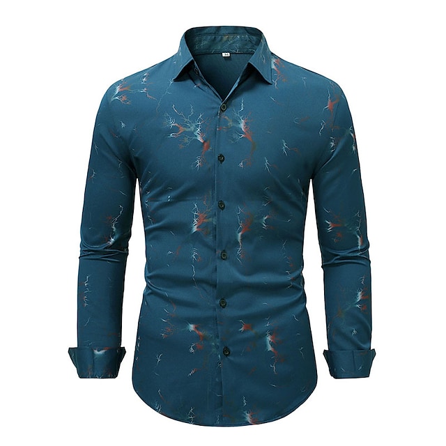 

Men's Shirt Graphic Classic Collar Casual Daily Long Sleeve Tops Business Fashion Blue