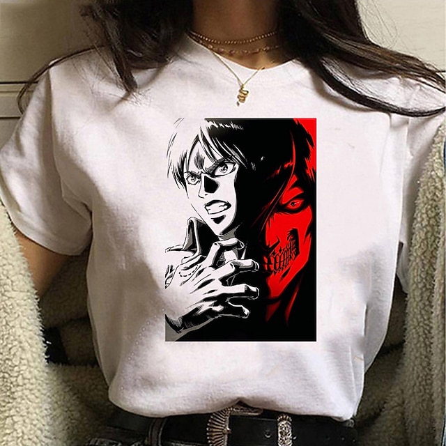 

Inspired by Attack on Titan Eren Yeager Levi·Ackerman T-shirt Cartoon 100% Polyester Anime Harajuku Graphic Kawaii T-shirt For Men's / Women's / Couple's