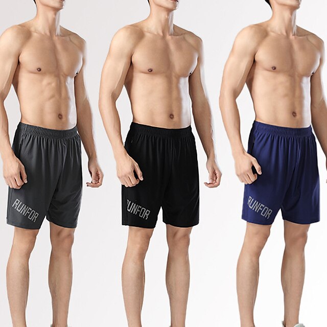 

Men's Casual / Sporty Workout Shorts Pocket Elastic Waist Short Pants Sports Outdoor Daily Micro-elastic Letter Comfort Breathable Mid Waist Black Royal Blue Dark Gray M L XL XXL 3XL