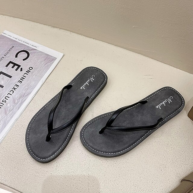 

Women's Flip-Flops Flat Heel Round Toe Open Toe Casual Home Daily PVC Loafer Spring Summer Dark Brown Black Gray