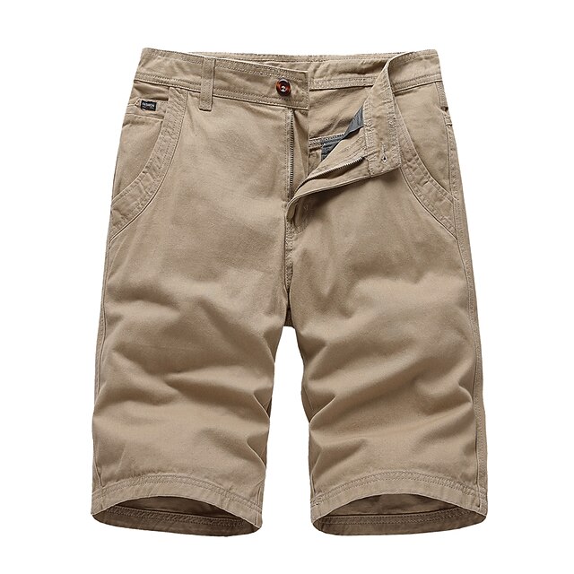 

Men's Chino Cargo Shorts Crop Knee Length Pants Casual Daily Solid Colored Cotton Blend Mid Waist Black Gray Army Green Khaki Red 30 32 34 36 38