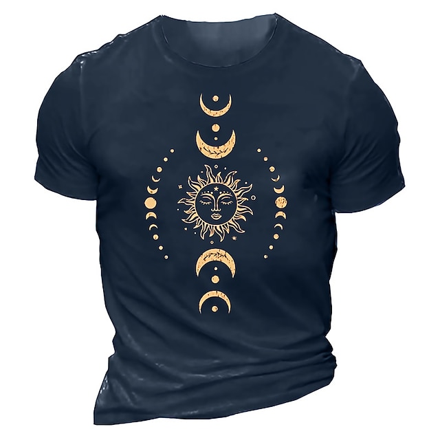 

Men's Unisex T shirt 3D Print Graphic Prints Sun Crew Neck Street Daily Print Short Sleeve Tops Casual Designer Big and Tall Sports Black