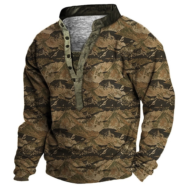 

Men's Sweatshirt Pullover Graphic Tribal Print Sports Outdoor Casual Daily 3D Print Basic Casual Hoodies Sweatshirts Brown