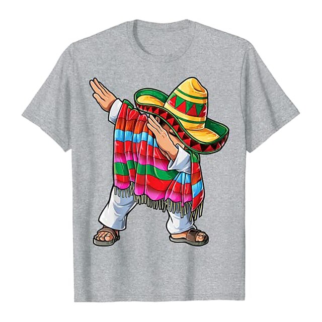 Toys & Hobbies Cosplay & Costumes | Inspired by Cinco de Mayo Fiesta Dabbing Mexican Poncho T-shirt Gym Top 100% Polyester Patte