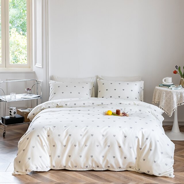 

3-Pieces White Duvet Cover Set Hotel Bedding Sets Kids Comforter Cover with Soft Lightweight Microfiber, Include 1 Duvet Cover, 2 Pillowcases