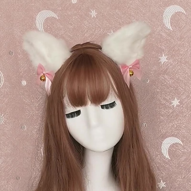 hair clips matches with Sleeping bunny collar Pink and silver CLIP INS clips kawaii ears cosplay