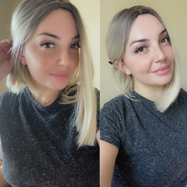 Beauty & Hair Wigs & Hair Pieces | Light White Blonde Ombre Short Bob Wigs for Women Synthetic Straight Hair Wig Natural Cosplay