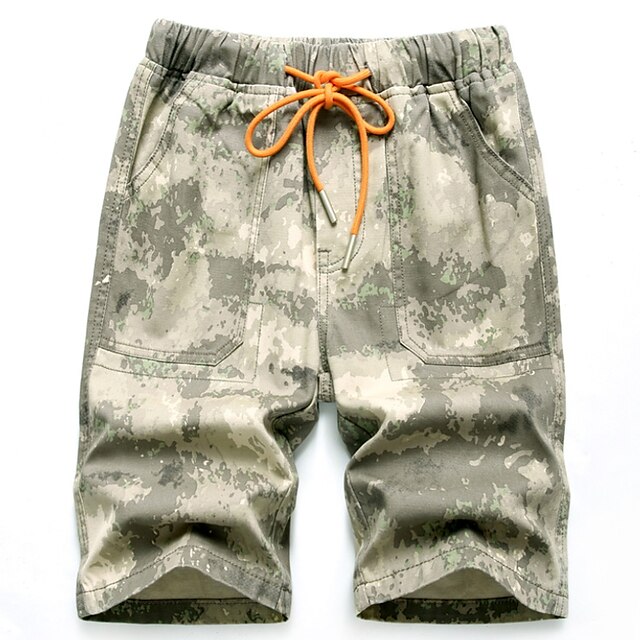 

Kids Boys Shorts Army Green Camouflage Drawstring Fall Summer Active Casual 5-13 Years