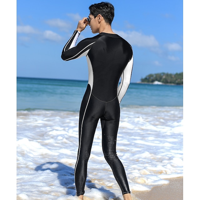 Mens Rash Guard Dive Skin Suit Full Body Swimwear Upf50 Front Zip Bathing Suit Uv Sun